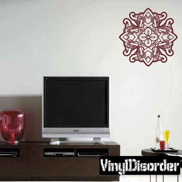 Celtic square decal with red knot pattern