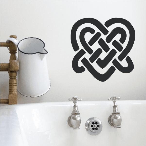 Celtic knot heart vinyl wall decal, dark outline with white inset