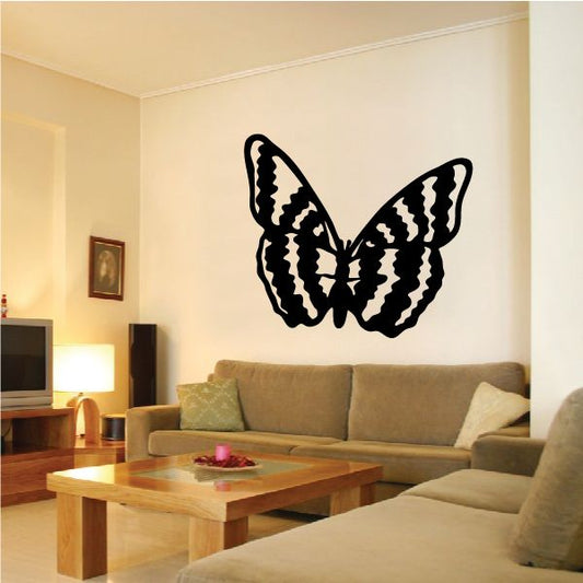 Image of Center Eminating Black and White Butterfly Decal