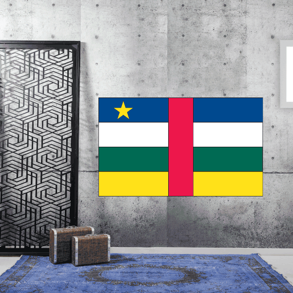 Central African Republic flag sticker with blue, white, green and red stripes