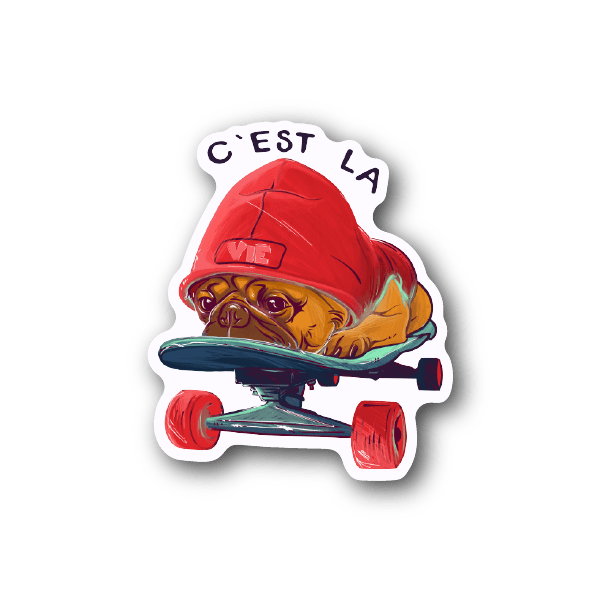 Image of Cest la vie Pug Sticker