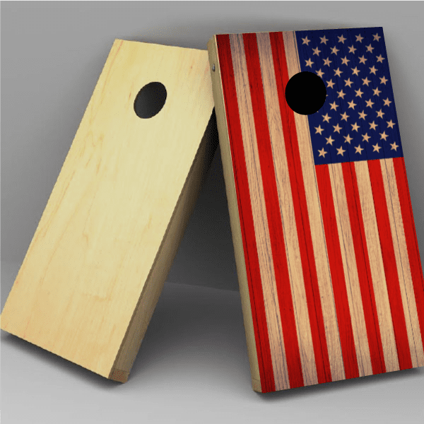 USA Flag Antique Wood Grain Cornhole Board Vinyl Decal Wrap