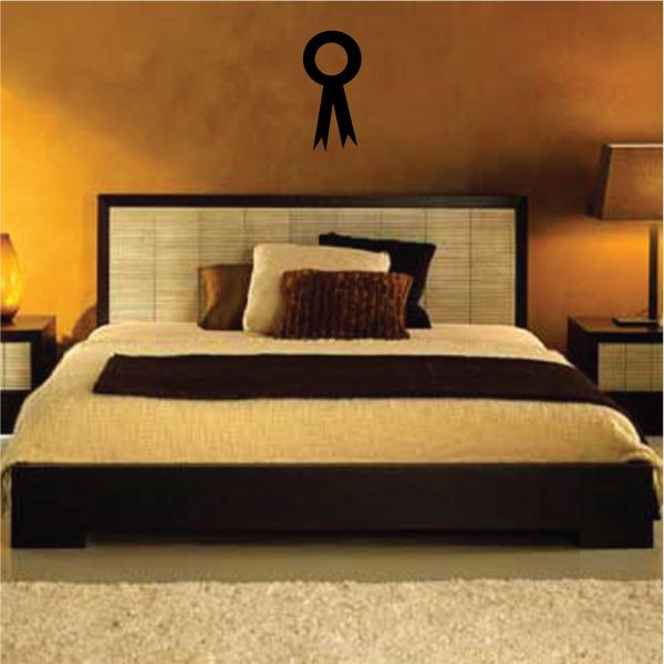 Champion dog ribbon decal with black rosette and ribbon lines on wall