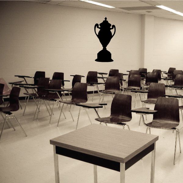 Champion trophy wall decal, black silhouette