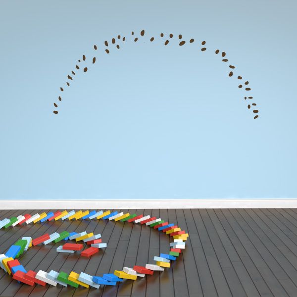Multicolor vinyl wall decal forming a curved character face outline