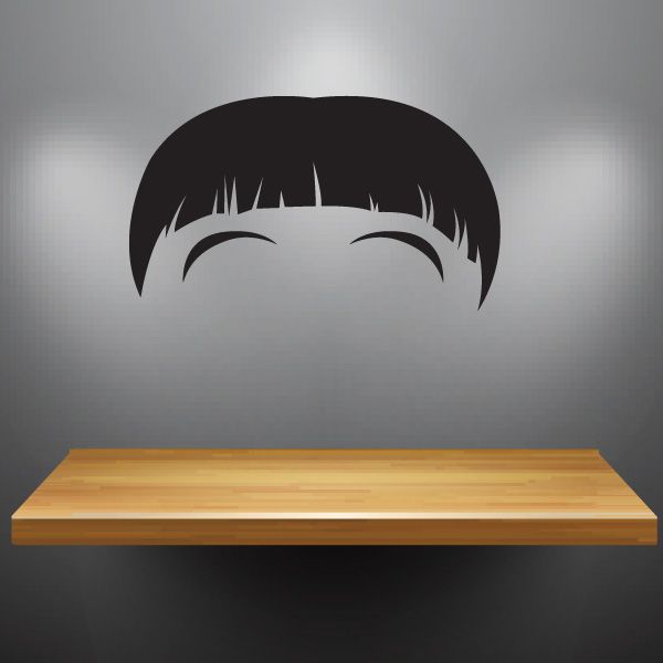 Black character face vinyl wall decal with white eyes and eyebrows