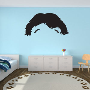 Black characterface wall decal with stylized eyes and thick hair silhouette