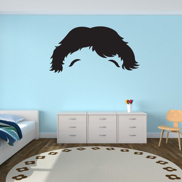 Black characterface wall decal with stylized eyes and thick hair silhouette