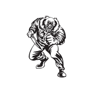 Charging clown with knife decal, black graphic