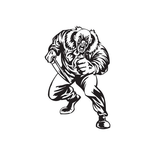 Charging clown with knife decal, black graphic