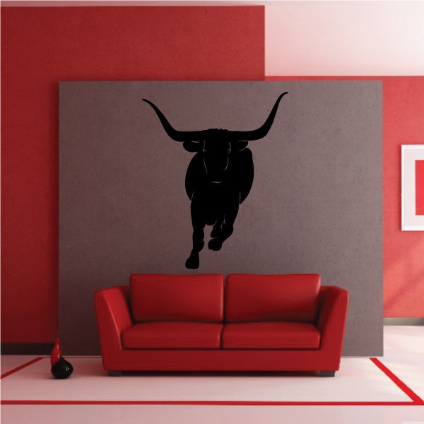 Image of Charging Texas Longhorn Cattle Decal