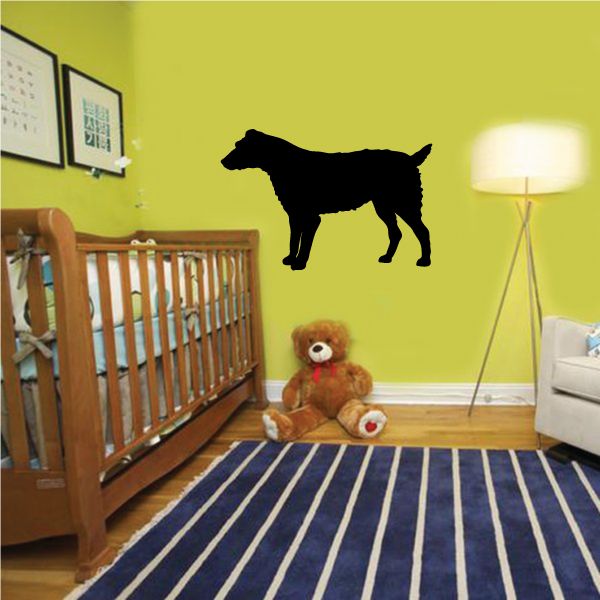 Black dog decal sticker showing a standing dog silhouette