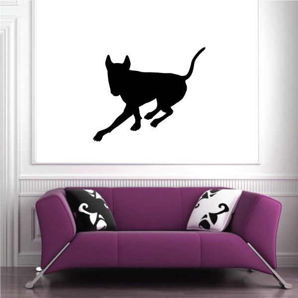 Doberman Pinscher wall decal, black chasing dog silhouette