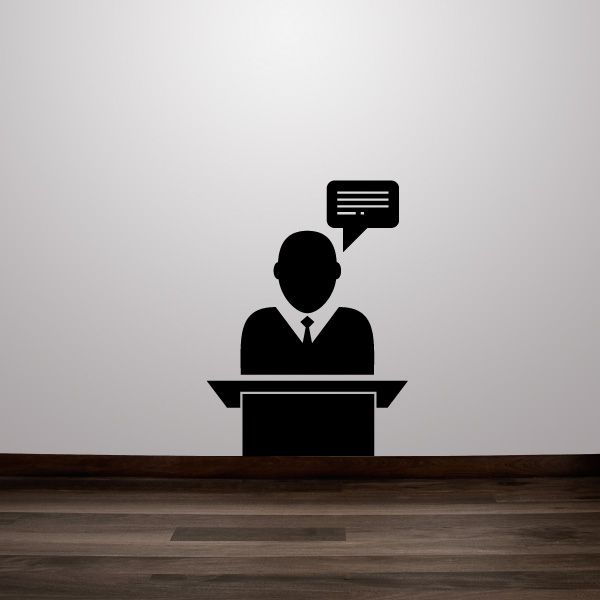 Image of Chat Bubble Above Business Man Business Icon Wall Decal - Vinyl Decal - Car Decal - Id005