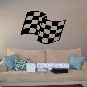 Checkered flag wall decal, black-and-white checkered vinyl flag