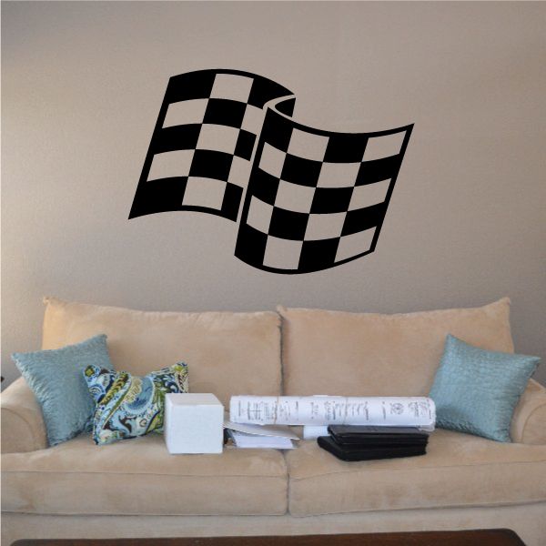 Checkered flag wall decal, black-and-white checkered vinyl flag