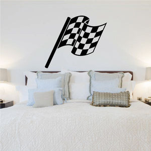 Checkered flag wall decal with black-and-white checkered flag graphic