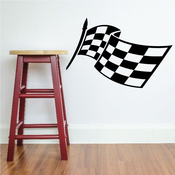 Checkered flag wall decal, black-and-white racing flag vinyl graphic