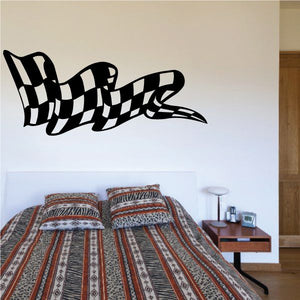 Checkered flag wall decal, black and white checkered flag graphic
