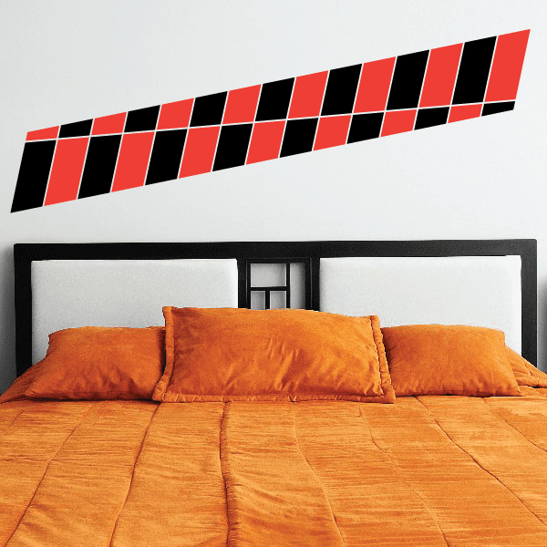 Checkered flag wall decal sticker with alternating red and black squares
