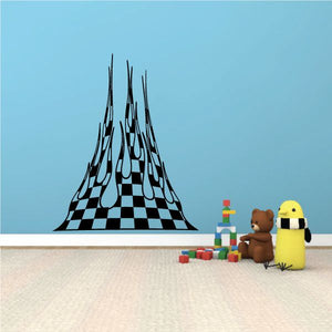 Checkered flames vinyl wall decal with black-and-white checker flame shapes