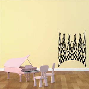 Black and white checkered flames wall decal sticker with arch top design
