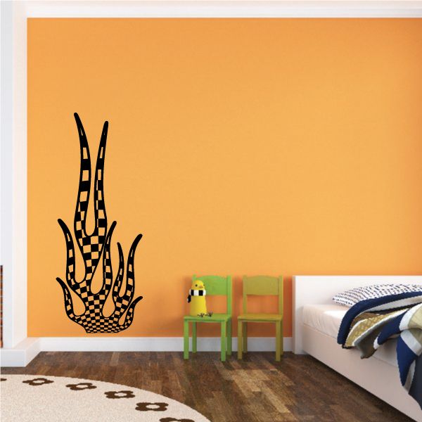 Black checkered flame hand wall decal vinyl