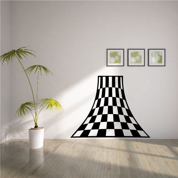 Black and white checkered vinyl decal for walls or cars, racing track style