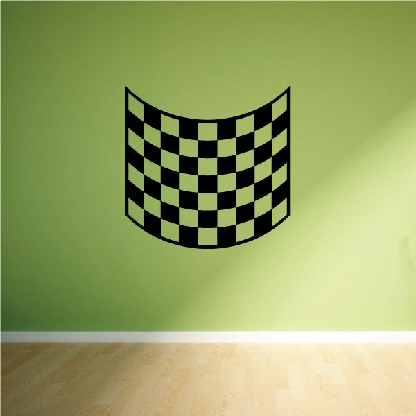 Curved checkered vinyl decal with black and light green squares