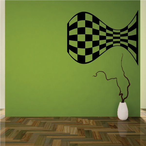 Checkered bowtie wall decal with black and green square pattern