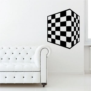 Black and white checkered 3D cube wall decal