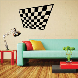 Checkered pattern wall decal with black and white squares, vinyl car decal style