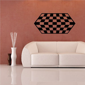 Black and red checkered hexagon wall decal made of vinyl