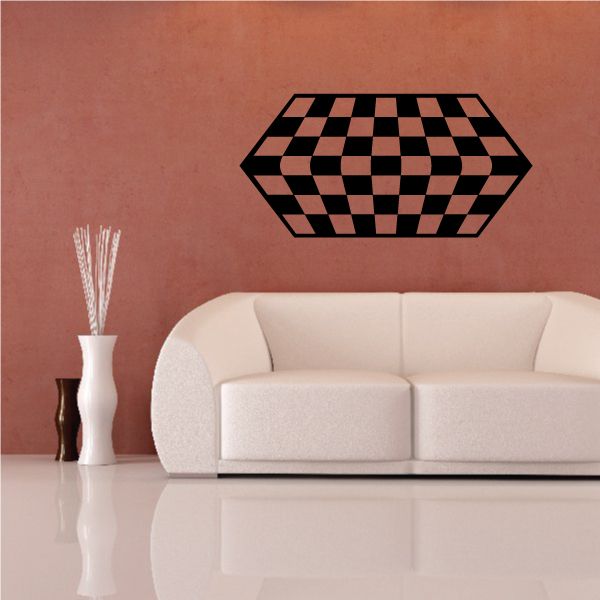 Black and red checkered hexagon wall decal made of vinyl
