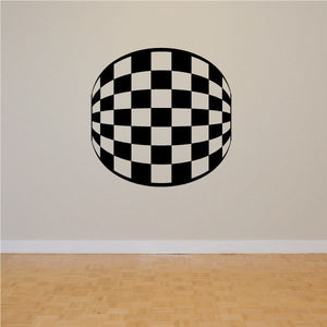 Checkered vinyl wall decal, black-and-white oval pattern