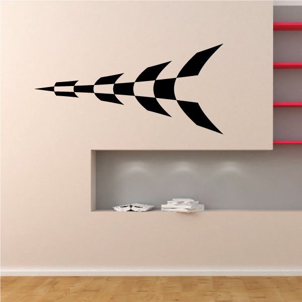 Checkered vinyl wall decal with black chevron arrows pointing right