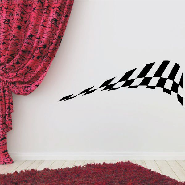 Black checkered flag wall decal vinyl stripe with curved strip design