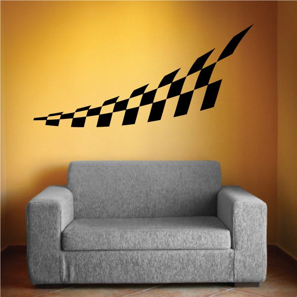 Checkered wall decal with black racing stripe motif