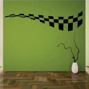 Checkered wall decal strip in black and green with cornered pattern