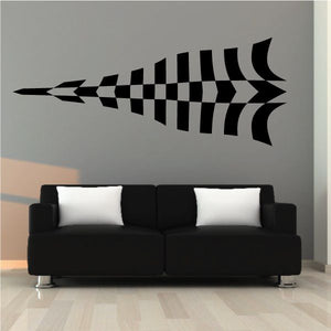 Black and white checkered arrow wall decal with vinyl pattern