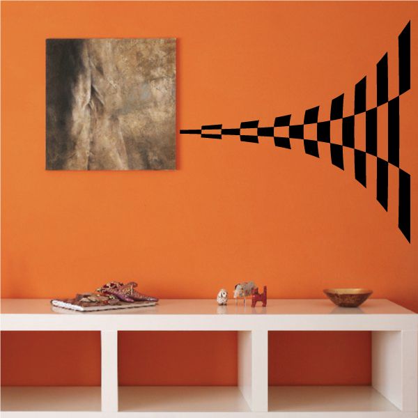 Checkered black-and-white wall decal with diagonal racing stripe arrow