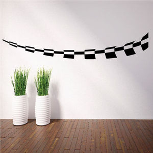 Checkered pattern vinyl wall decal strip, black and white squares
