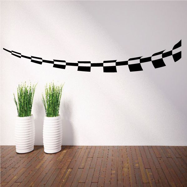 Checkered pattern vinyl wall decal strip, black and white squares
