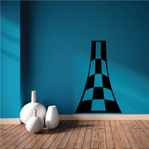 Checkered pattern vinyl wall decal with a tapered cone design