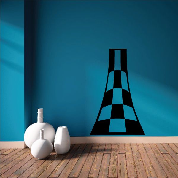 Checkered pattern vinyl wall decal with a tapered cone design
