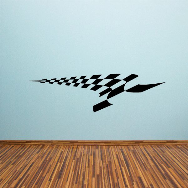 Checkered side wall decal with black-and-white racing flag graphic