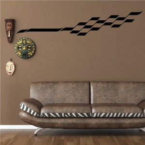 Checkered side wall decal vinyl, black and white race stripe design