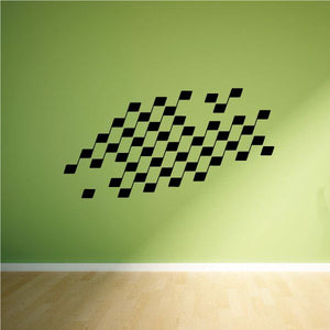 Checkered vinyl side decal with bold black checker pattern