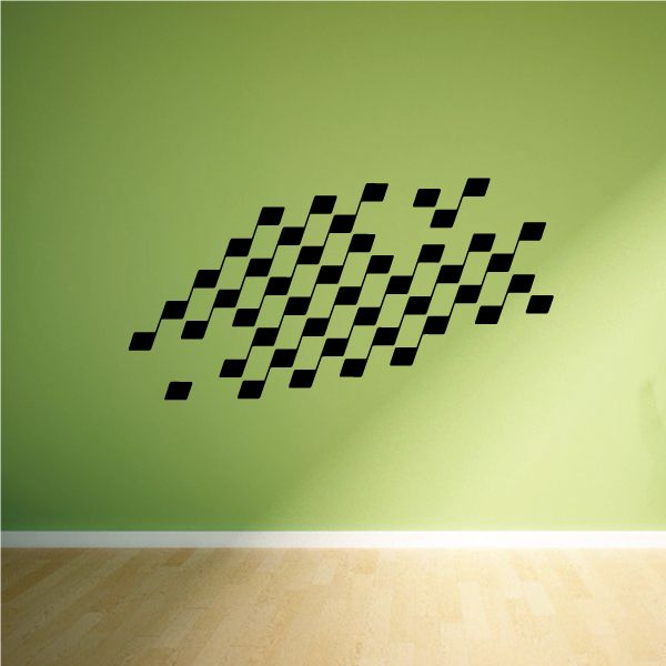 Checkered vinyl side decal with bold black checker pattern