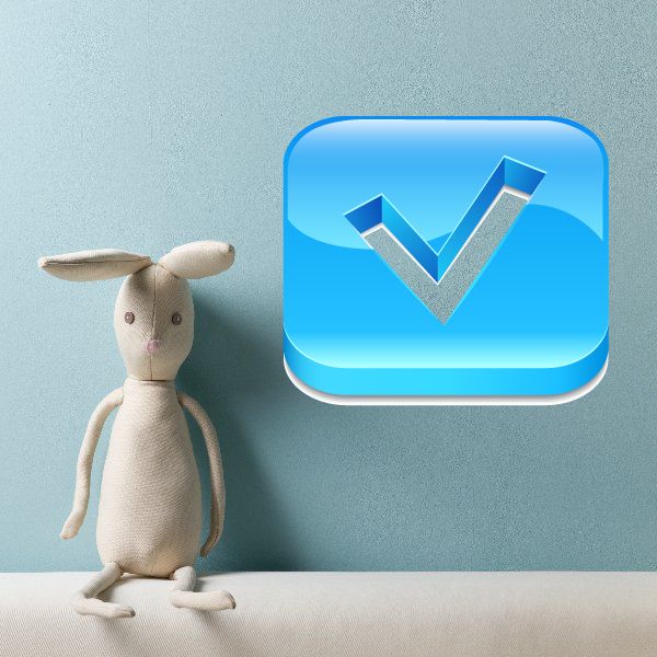 Blue checkmark vinyl wall decal icon